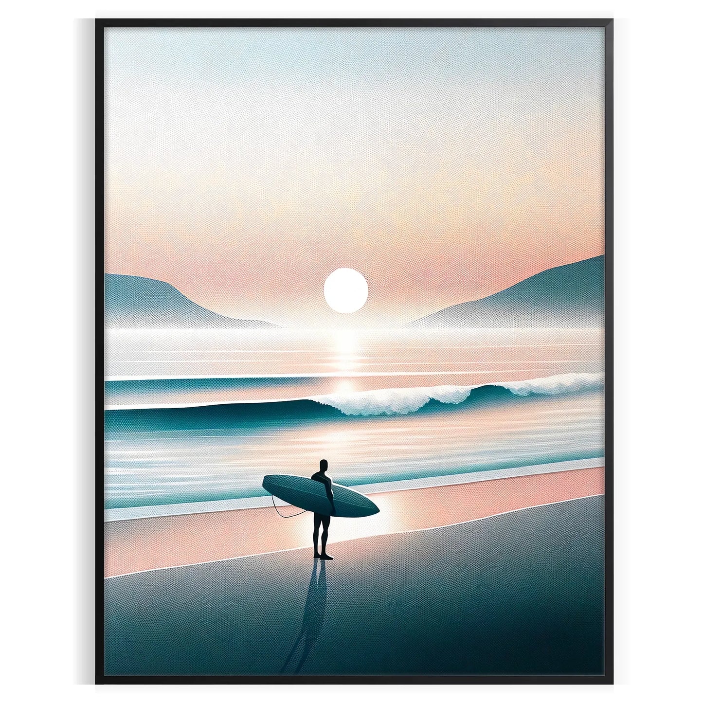 waves style vibrant surf poster stunning orange gray tones splash adventure room eye wall art unique gift