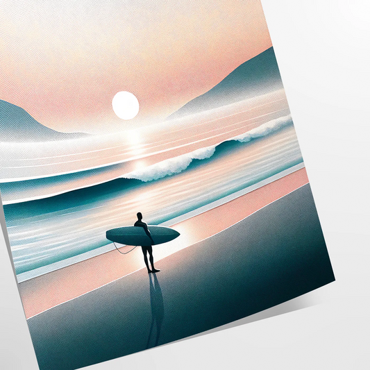 waves style vibrant surf poster stunning orange gray tones splash adventure room eye wall art unique gift