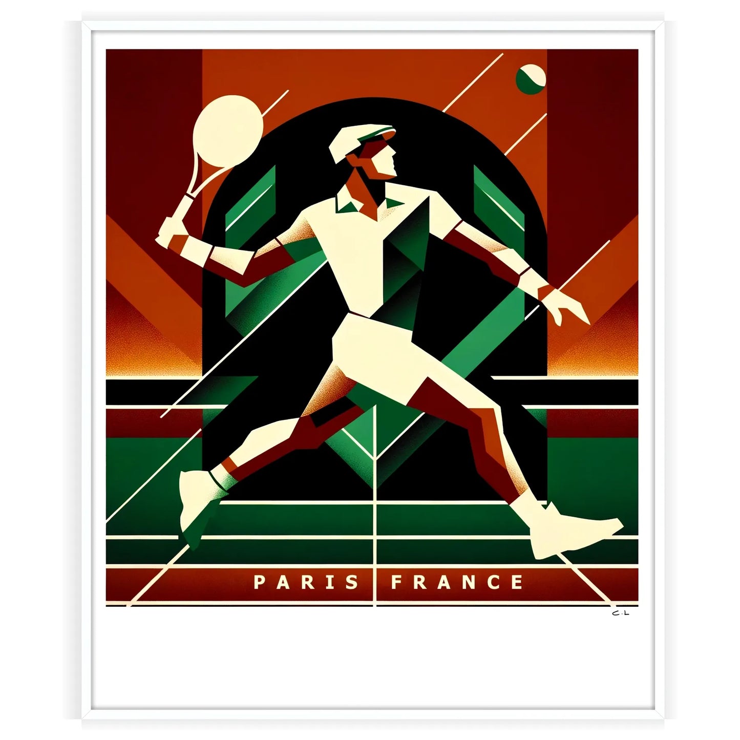 Retro Vintage tennis print celebrating iconic Grand Slam tournaments worldwide elegant living room interior framed print