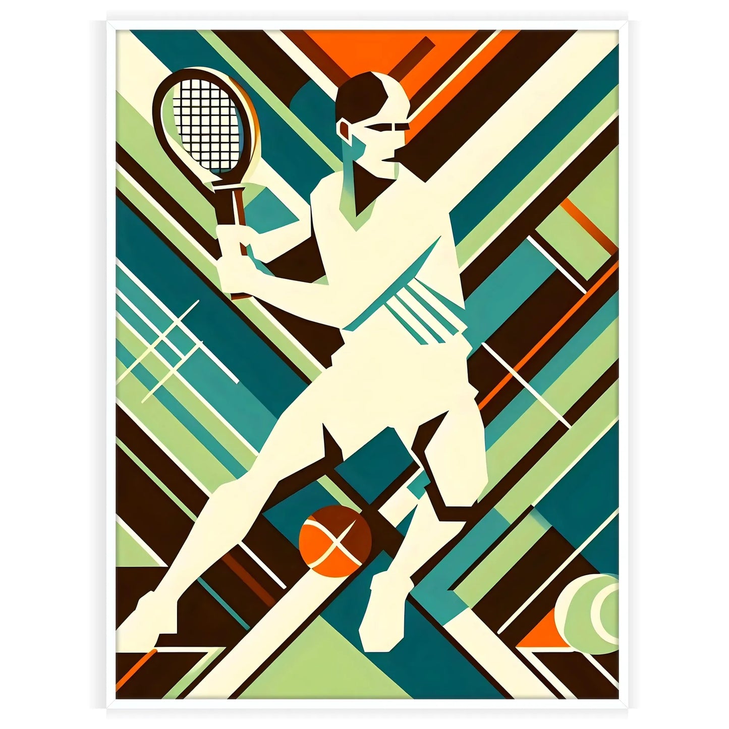 Retro Retro tennis print celebrating iconic Grand Slam tournaments worldwide elegant living room interior framed print