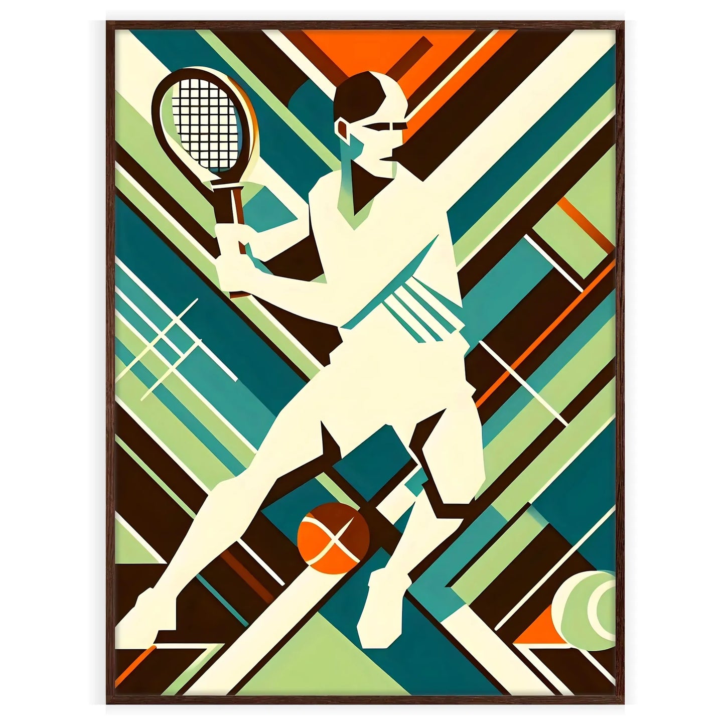 Classic Retro tennis design capturing the spirit of global Grand Slam tournament elegant living room interior framed print