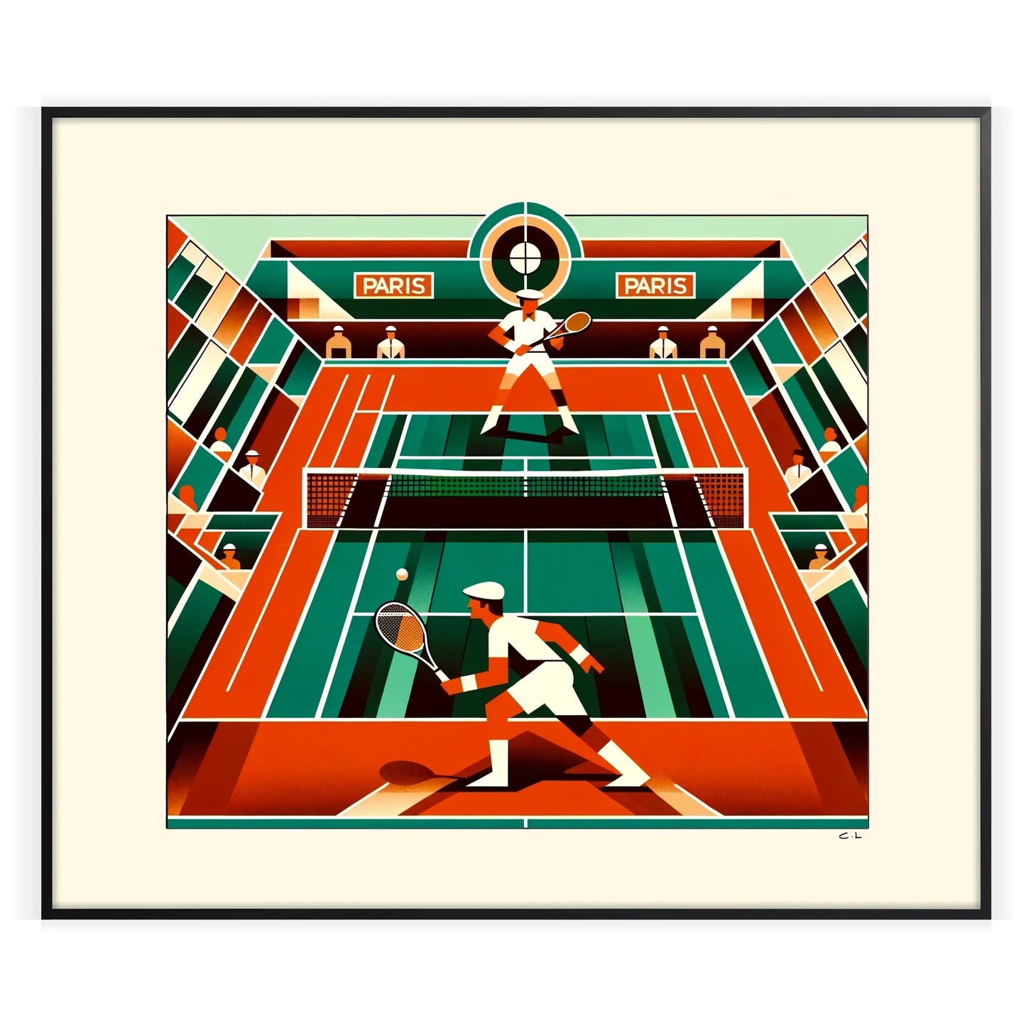 Art Deco Paris tennis print inspired by Paris and Roland Garros
