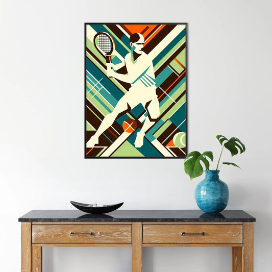 Vintage Retro tennis poster in an Art Deco style for all Grand Slam fans elegant living room interior framed print