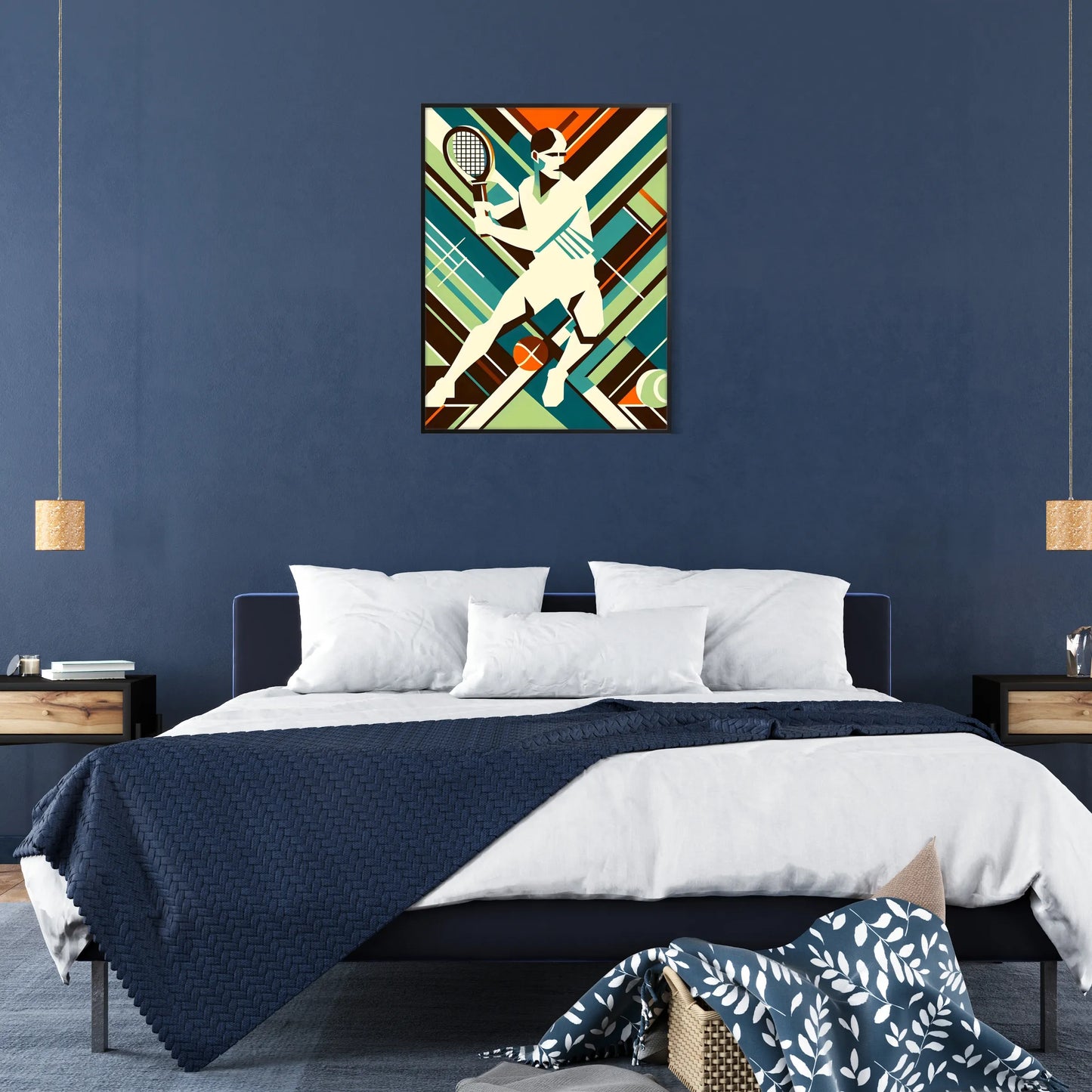 Elegant Retro tennis artwork perfect for any sports enthusiast elegant living room interior framed print