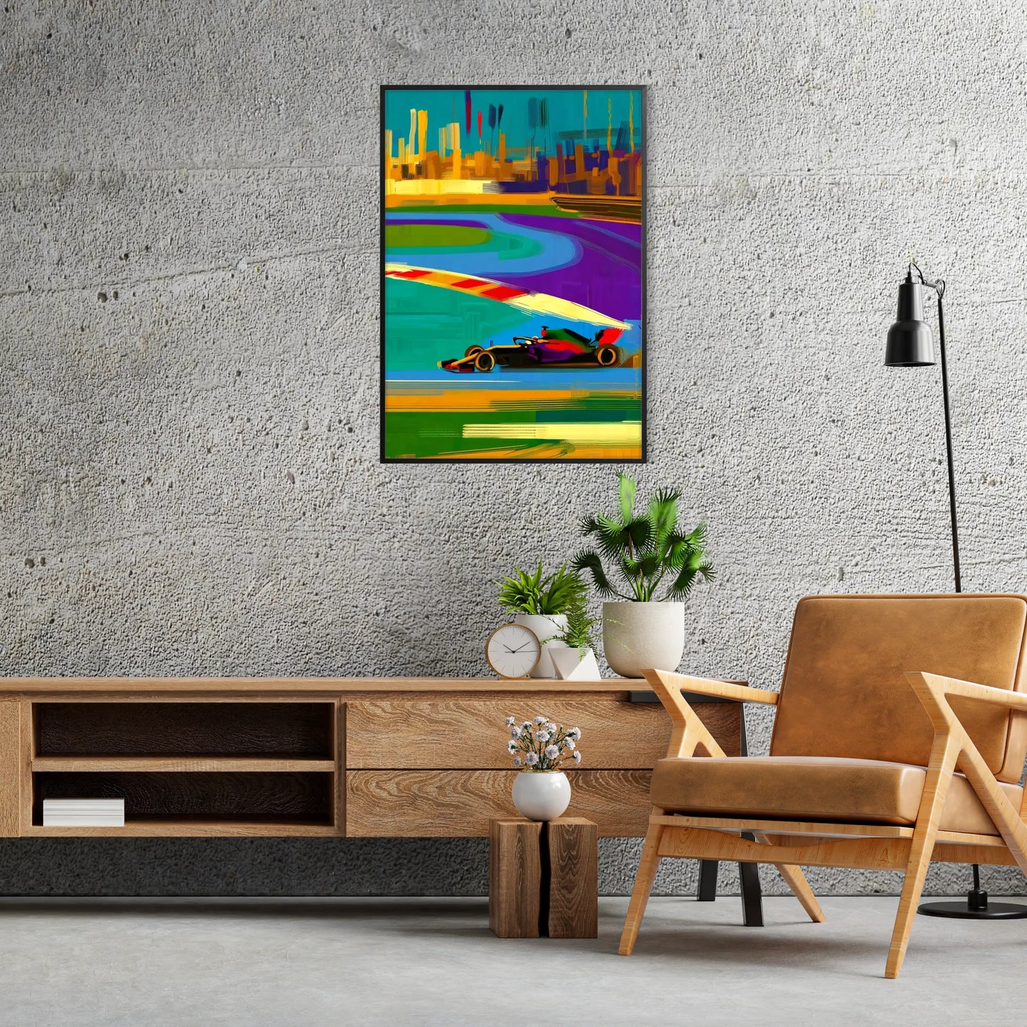 space stunning Formula 1 poster dynamic orange purple hues motorsport fan eye artwork ideal gift perfect size A4 cm A0 wall art collection today