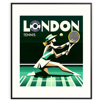 Vintage Lady London tennis print capturing the timeless charm of Wimbledon