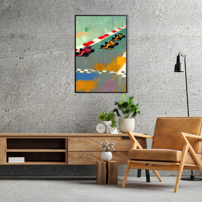 space dynamic Formula 1 poster red white wall art unique gift fans artwork thrill track sizes A4 20×28 A0 passion speed stunning print